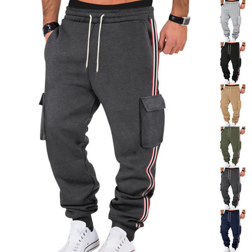 Herren nan sportliche Cargojogginghose mit Kordelzug und Klappentaschen EB