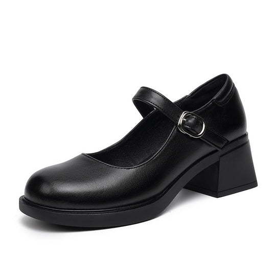 Damen Elegante Blockabsatz Ballerinas mit verstellbarem Riemen EB