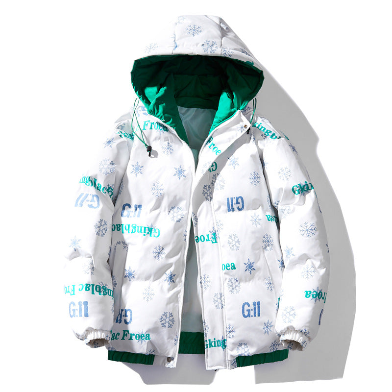Damen isolierte Winterjacke mit künstlerischem Print und verstellbarem Kapuzensystem EB