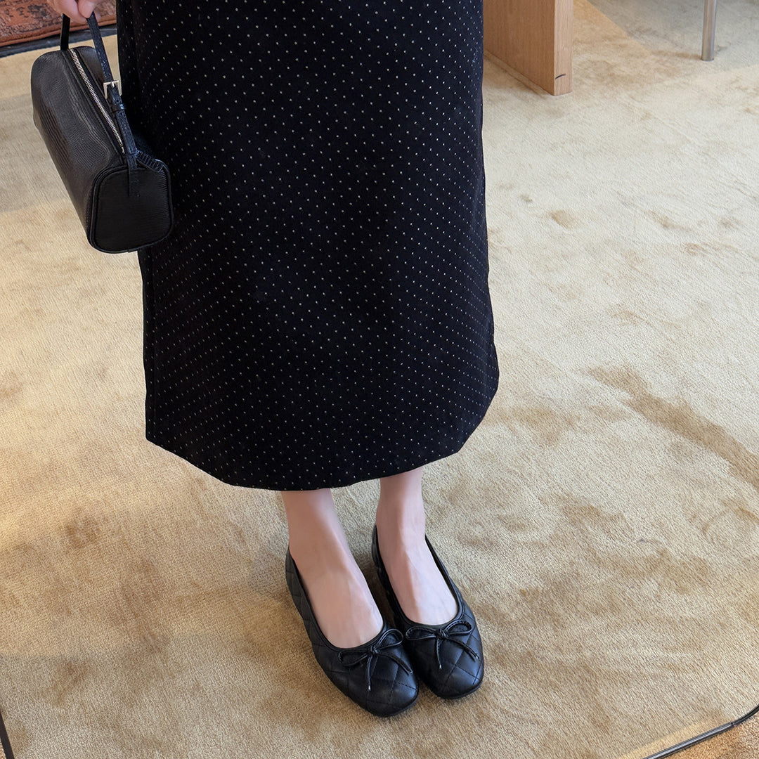 Damen Ballerinas mit elegantem Karomuster und dekorativem Schleifenbild EB