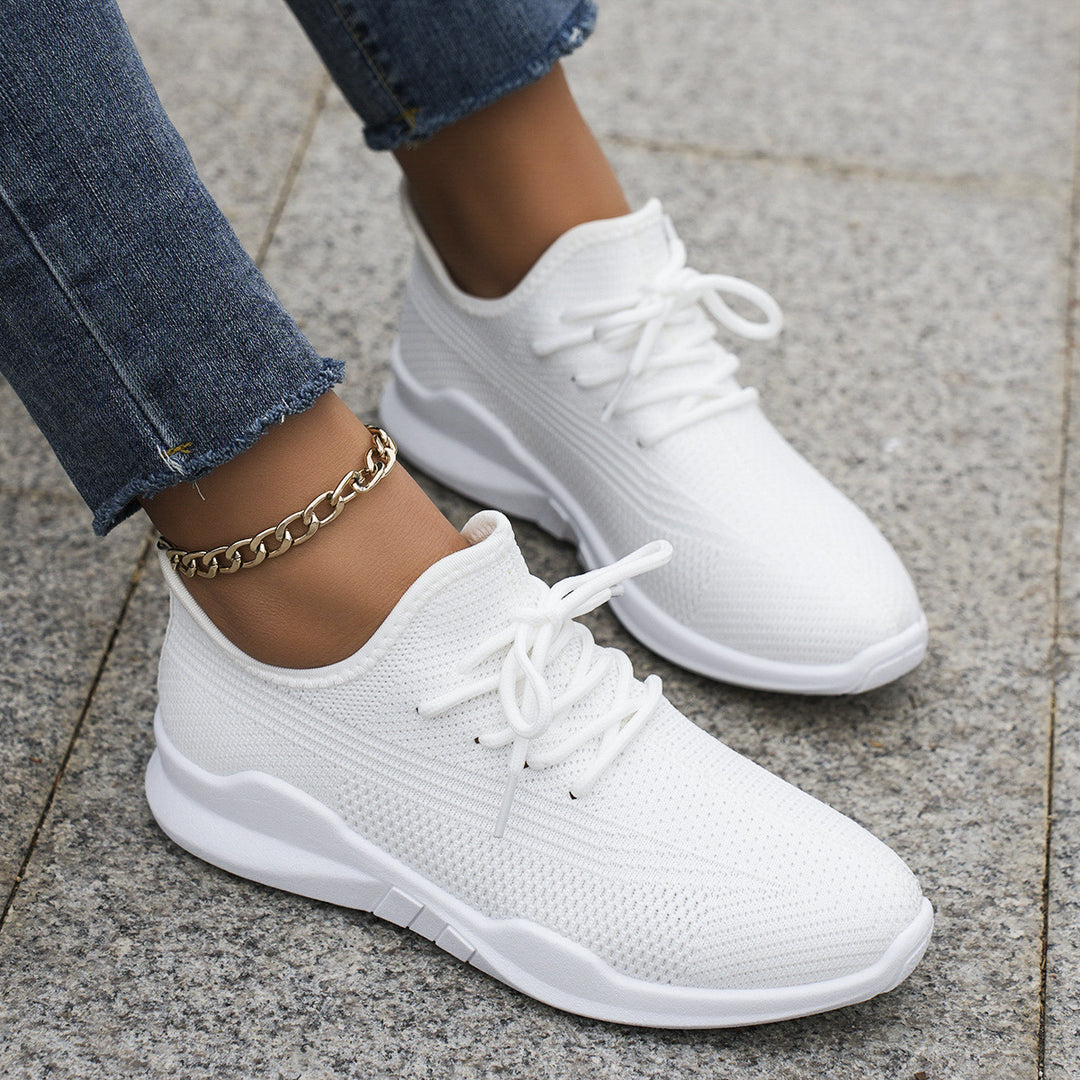 Damen Leichte Sneakers mit atmungsaktivem Obermaterial und elastischer Schnürung EB