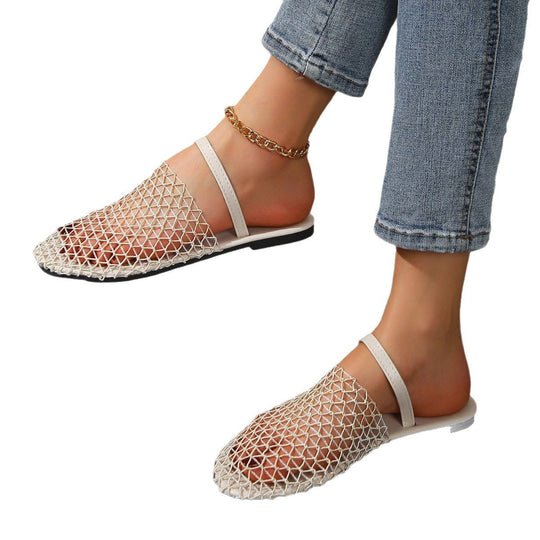 Damen  gewebte Netz-Mules mit Slip-On-Funktion, offener Ferse und flexiblem Leichtsohlen-Design EB