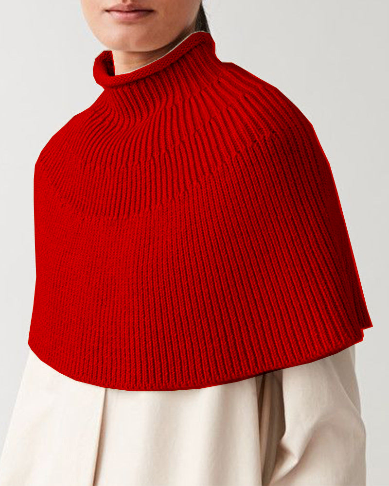 Damen Strickcape mit hochgeschlossenem Kragen EB