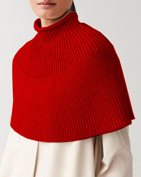 Damen Strickcape mit hochgeschlossenem Kragen EB