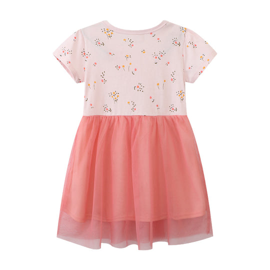 Mädchen Tüllkleid mit Hasenmotiv und floralen Applikationen EB