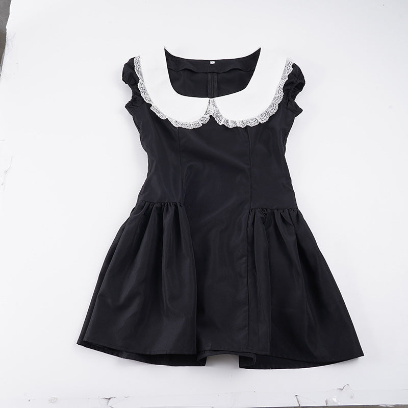 Damen Kleid im Vintage-Stil mit Spitzenkragen und weitem Rock EB