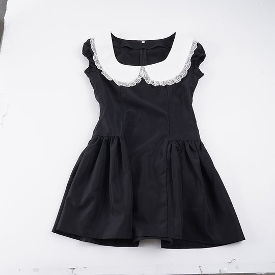 Damen Kleid im Vintage-Stil mit Spitzenkragen und weitem Rock EB