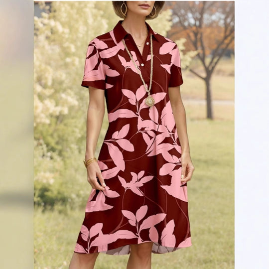 Damen Polo-Kleid mit floralem Design und komfortablem Schnitt EB