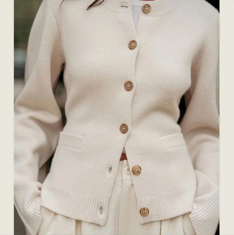 Damen Elegante Strickjacke mit weitem Schnitt und Knopfdetails EB