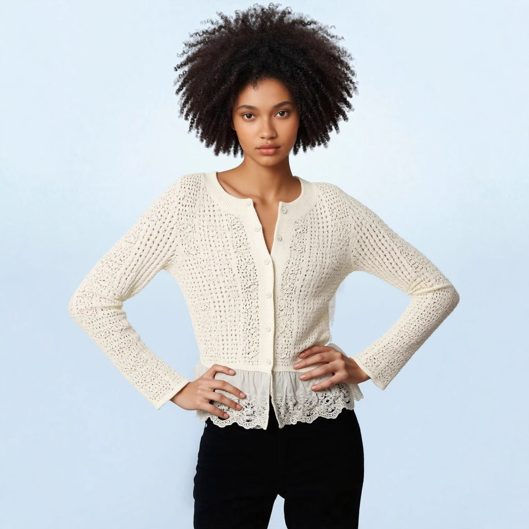 Damen Strickjacke mit voluminösem Saum und eleganten Details EB