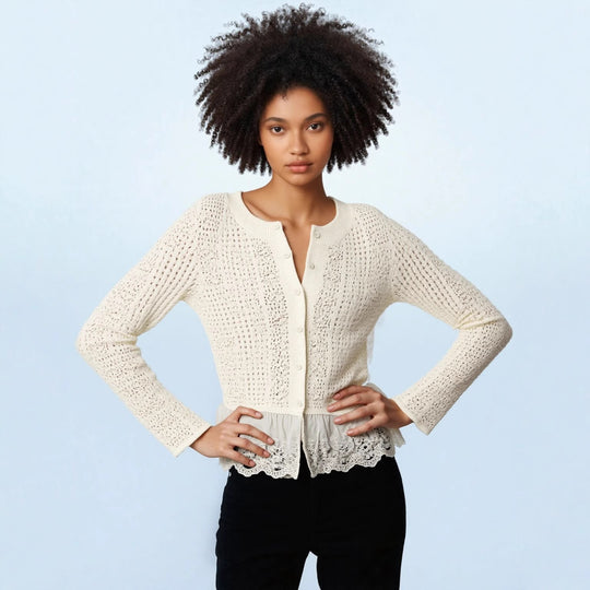 Damen Strickjacke mit voluminösem Saum und eleganten Details EB