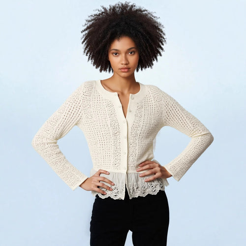 Damen Strickjacke mit voluminösem Saum und eleganten Details EB