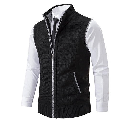 Herren Strickweste mit Reißverschluss und strukturiertem Design EB
