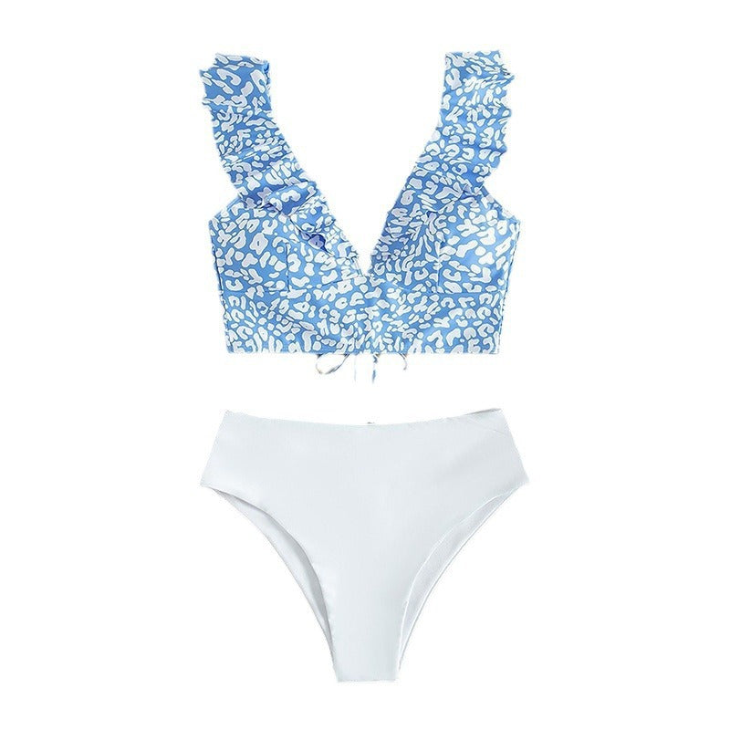Damen Triangel-Bikini-Set mit Rüschen und raffiniertem Tiermuster EB