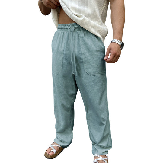 Herren Bequeme Leinenfreizeithose mit elastischem Bund und praktischen Seitentaschen EB