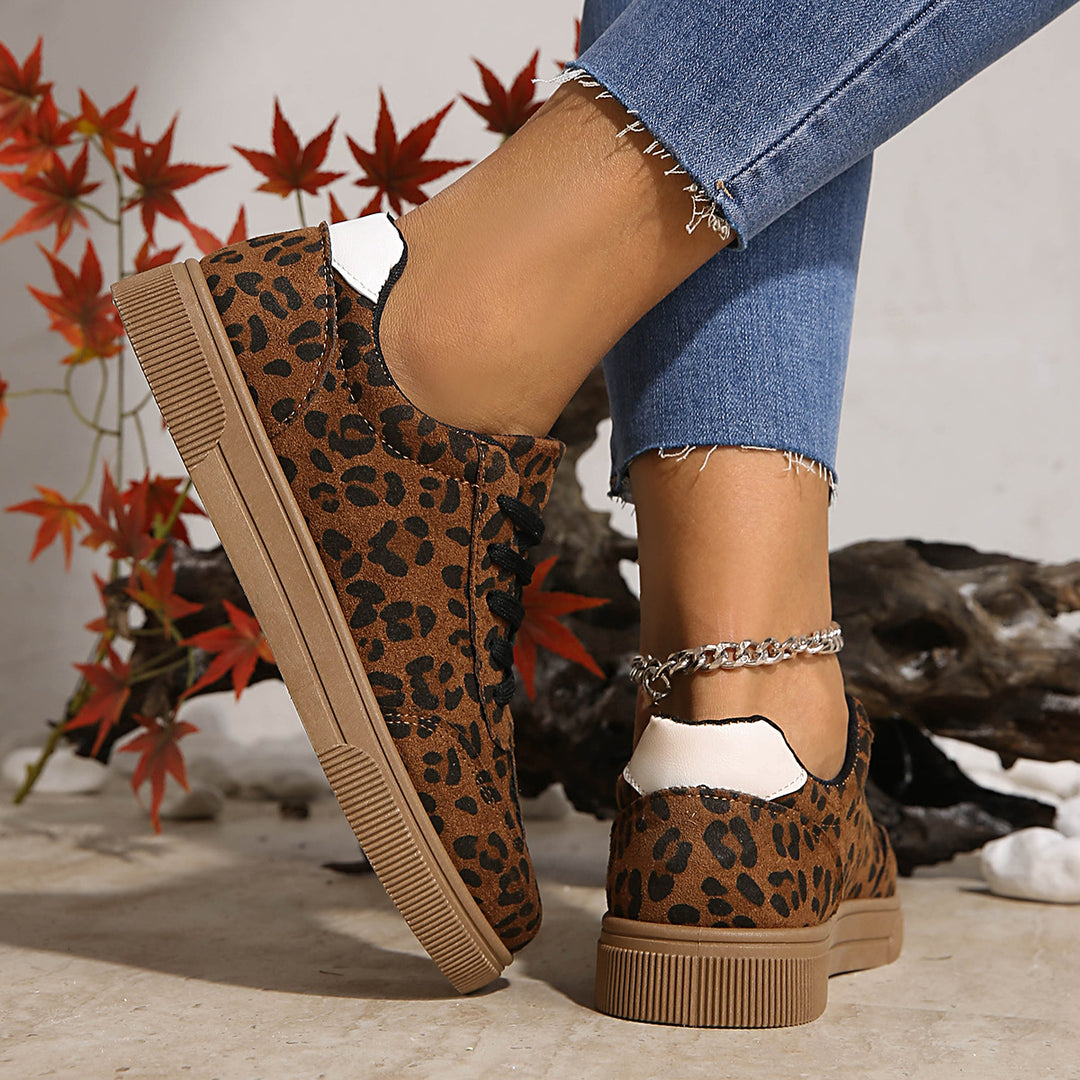 Damen Sneakers im attraktiven Leopardenmuster mit atmungsaktiver Oberflächenstruktur EB