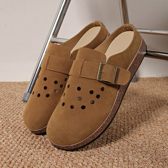 Damen Bequeme Clogs mit modischem Lochmuster und verstellbarem Riemen EB