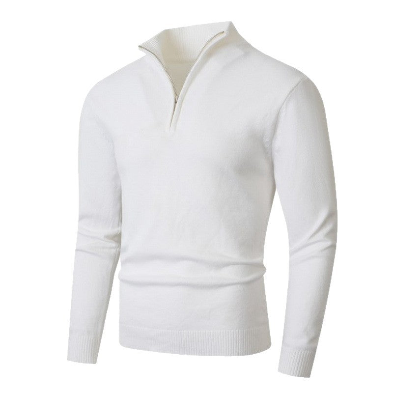 Herren modischer Strickpullover mit hohem Kragen und Reißverschluss EB