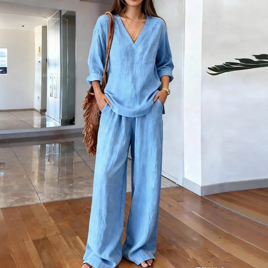 Damen Bequeme Leinen-Hose mit lässigem Schnitt und praktischen Taschen EB