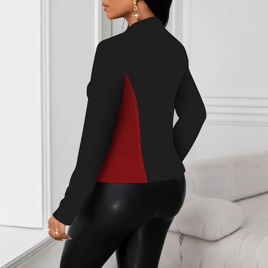 Damen moderne Blazerjacke mit farblich abgesetzten Einsätzen EB