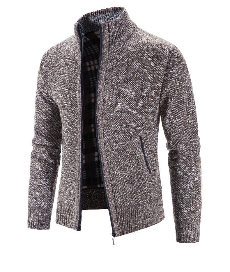 Herren Strickjacke mit strukturiertem Muster und hohem Stehkragen EB