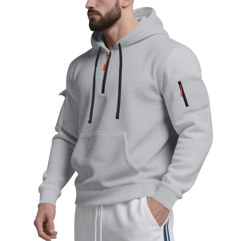 Herren Funktions-Hoodie mit halbem Reißverschluss und praktischen Taschen EB