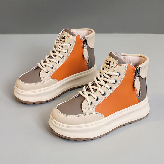 Damen modische High-Top Sneakers mit seitlichem Zipper und dämpfender Sohle EB