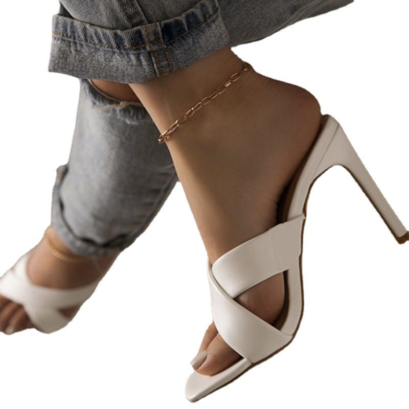 Damen High Heel Sandalen mit elegantem Kreuzriemen und modischem Absatz EB