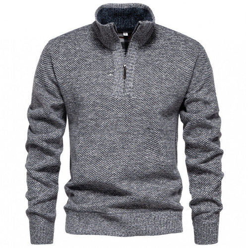 Herren Hochwertiger Pullover mit Stehkragen und Reißverschluss EB