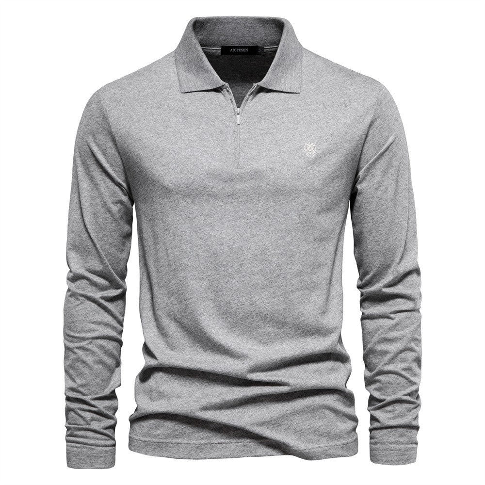 Herren Langärmliges Poloshirt mit modischem Reißverschluss und angenehmer Baumwollmischung EB