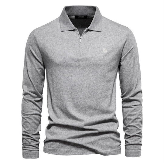 Herren Langärmliges Poloshirt mit modischem Reißverschluss und angenehmer Baumwollmischung EB