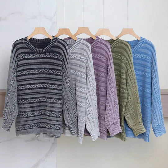 Damen Modischer Strickpullover mit strukturiertem Muster und weitem Schnitt EB