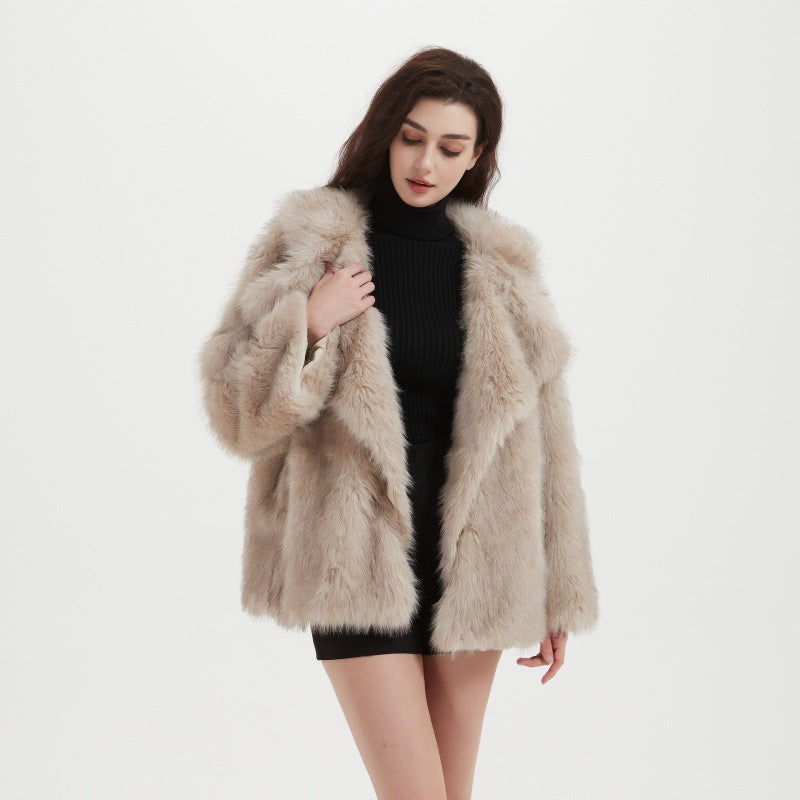 Damen Kuschliger Faux-Fur Mantel EB