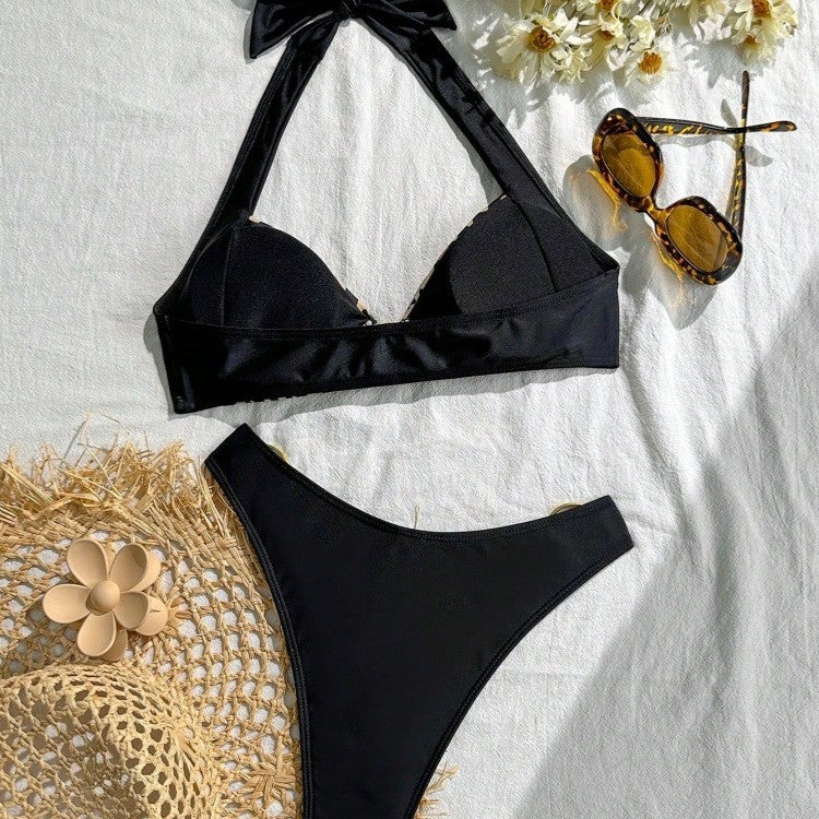Damen Bikini-Set mit stilvollem Leopardenmuster und verstellbarem Trägersystem EB