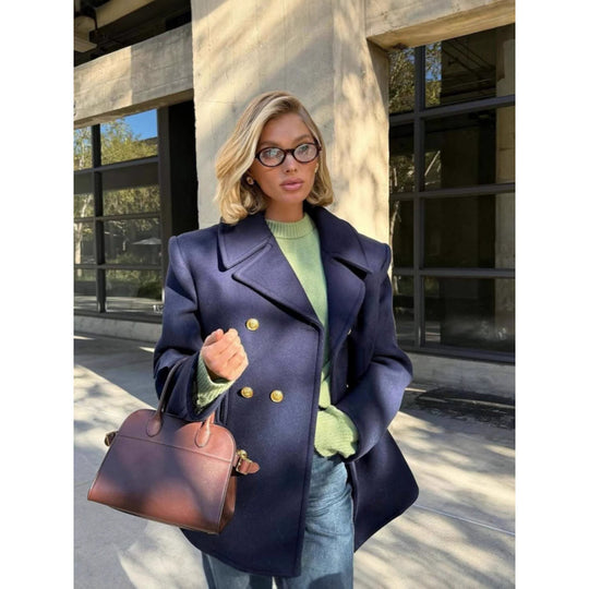 Damen Wollmantel mit doppeltem Knopfverschluss und elegance Schnitt EB