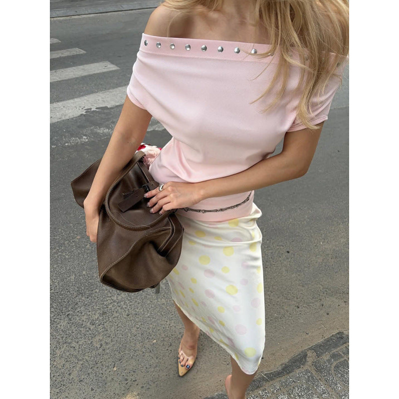 Damen Off-Shoulder Oberteil mit eleganten Strassakzenten EB