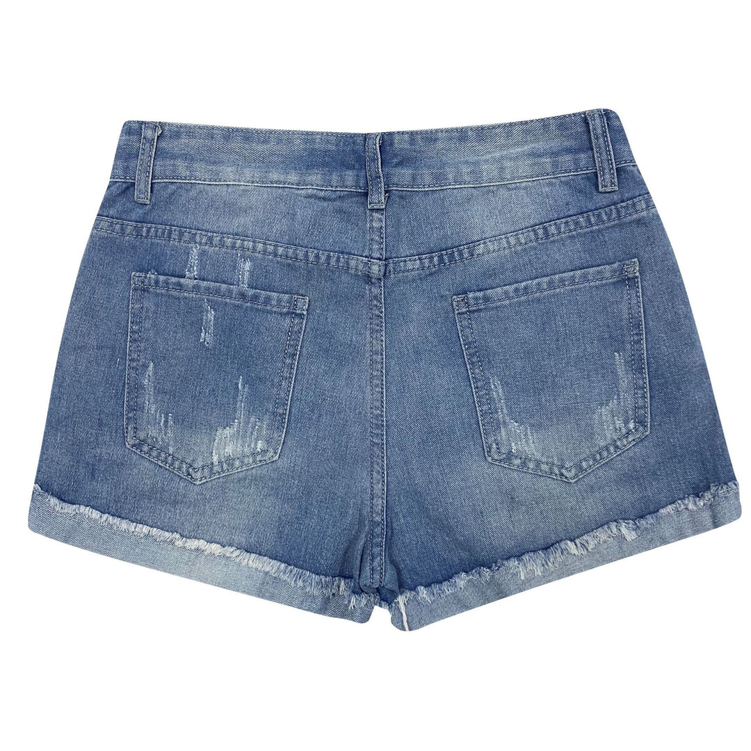 Damen Jeansshorts mit auffälligen Blumenapplikationen und lässigem Schnitt EB