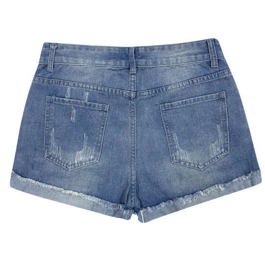 Damen Jeansshorts mit auffälligen Blumenapplikationen und lässigem Schnitt EB