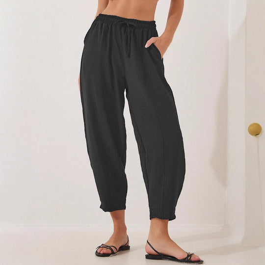 Damen lässige Freizeithose mit elastischem Bund und praktischen Seitentaschen EB