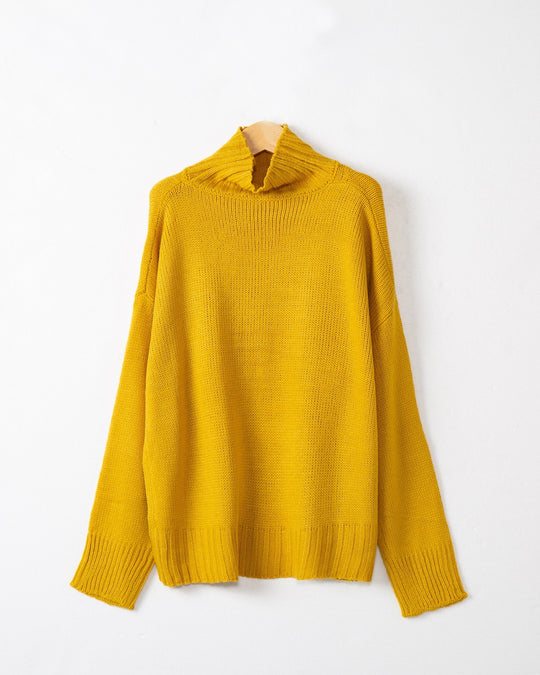 Damen hochgeschlossener Strickpullover mit strukturiertem Design EB