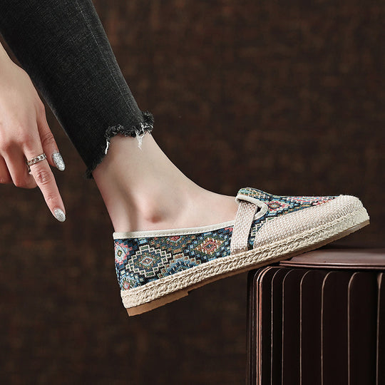 Damen Bequeme Stoffslipper mit ethnischem Muster EB