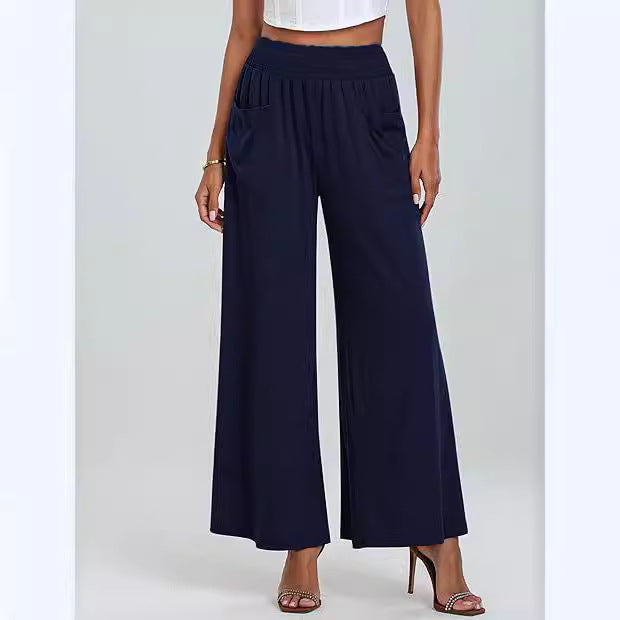 Damen Bequeme weit geschnittene Freizeithose mit elastischem Bund und praktischen Seitentaschen EB