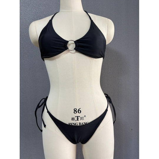 Damen Triangel-Bikini mit Ringdetail und verstellbaren Bändern EB