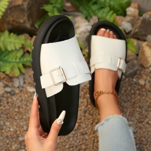 Damen Komfortable Clogs mit modischer Schnallenapplikation EB