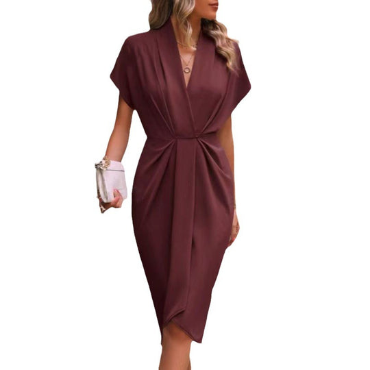 Damen Wickelkleid mit elegantem Drapierungsdesign EB