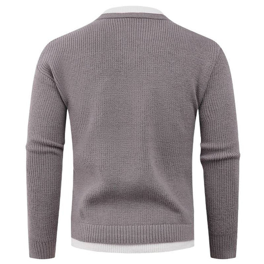 Herren Strickpullover mit V-Ausschnitt und feiner Struktur EB