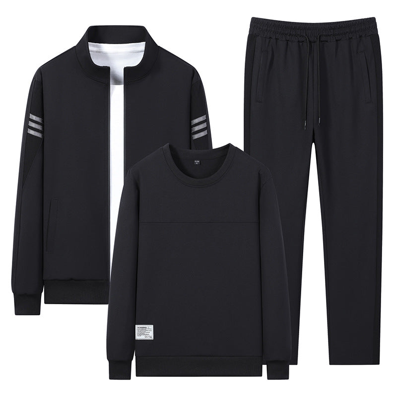 Herren lässiges Trainingsset mit Reißverschluss-Bomber, Rundhals-Sweatshirt und elastischer Jogginghose EB