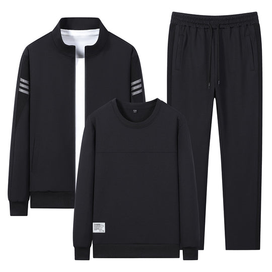 Herren lässiges Trainingsset mit Reißverschluss-Bomber, Rundhals-Sweatshirt und elastischer Jogginghose EB