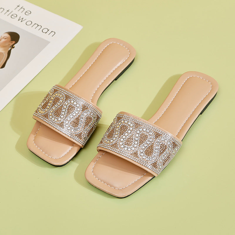 Damen Glamouröse Mules mit funkelndem Strassakzent und bequemem Fußbett EB