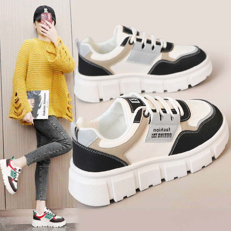 Damen Modische Chunky Sneakers mit robuster Profilsohle und atmungsaktiver Obermaterialstruktur EB